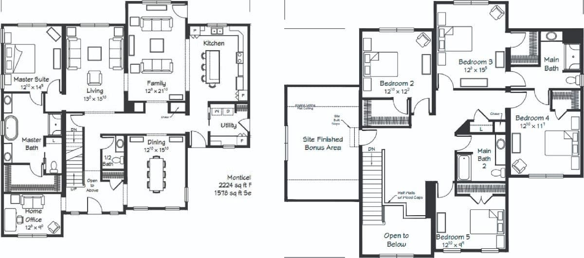 Monticello floor plan home features