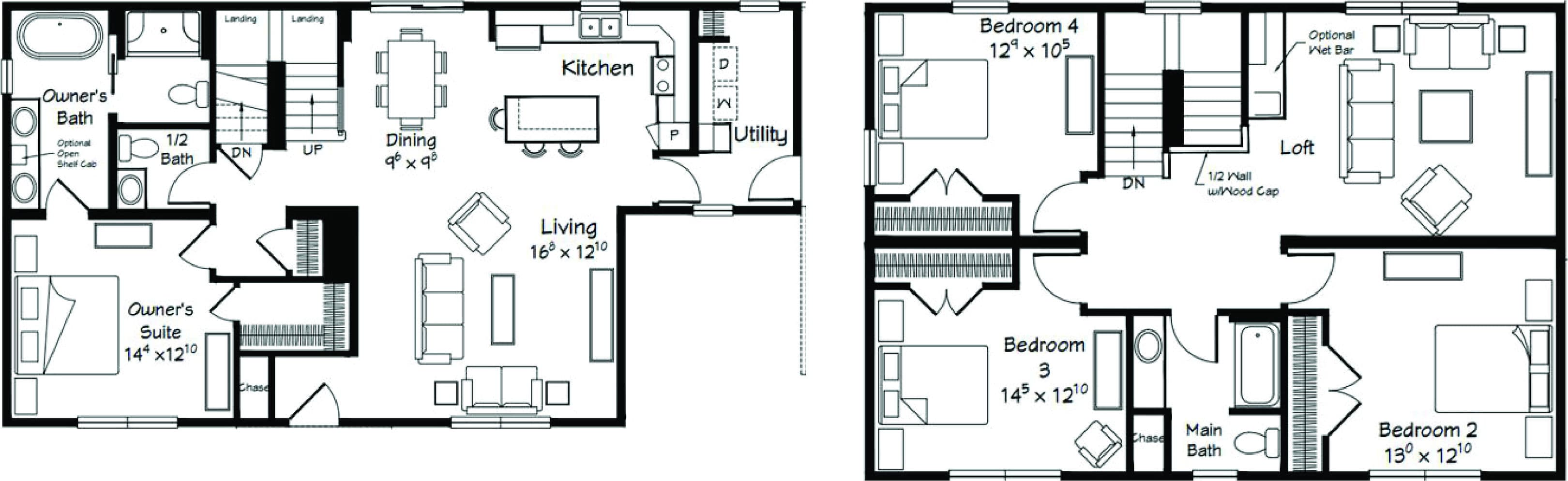 Jupiter bay two-story floor plan home features